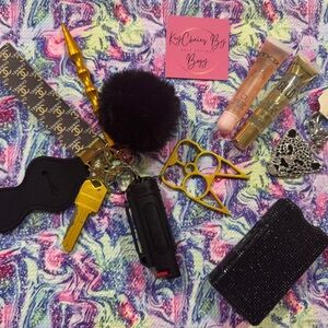 Gold and Black Keychain Accessory Set